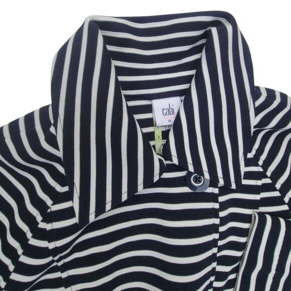 Cabi Womens Striped Double-Breasted Coat Blue White Nauticle Preppy - Picture 5 of 16